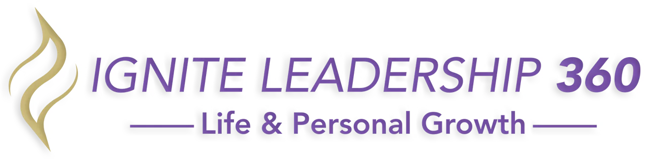 Ignite Leadership 360 logo featuring stylized text emphasizing life and personal growth, aligned with coaching services focus.