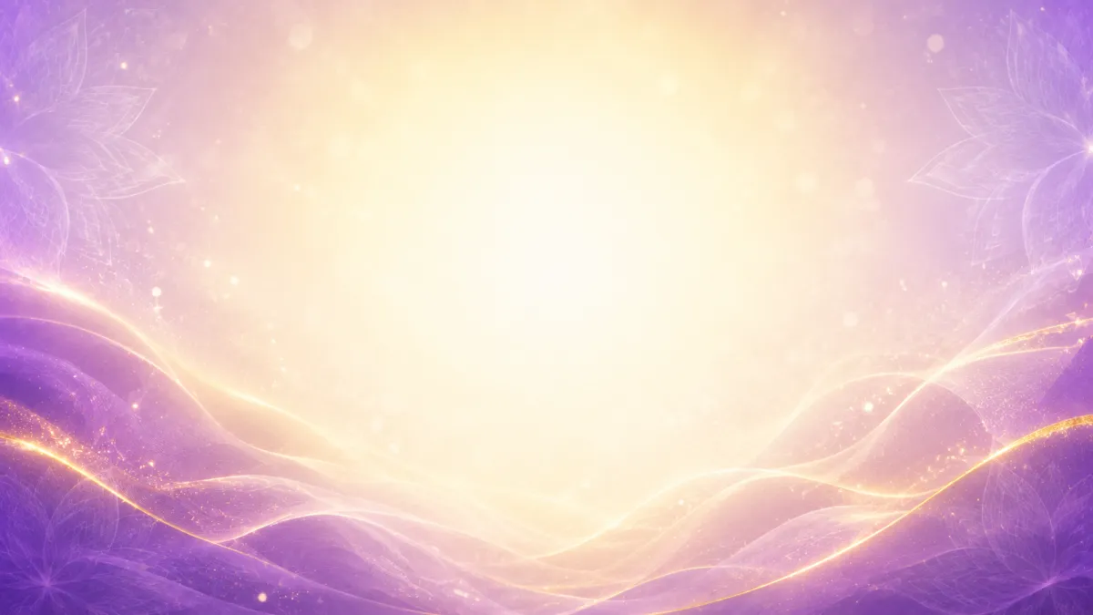 Warm golden light surrounded by purple waves