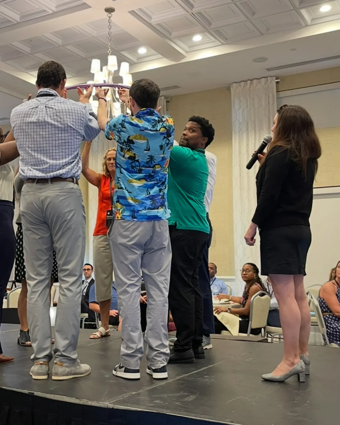 Participants working together in an Ignite leadership exercise